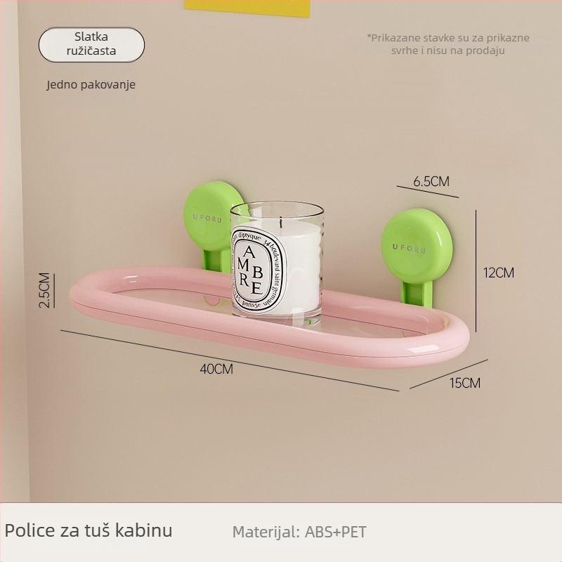 Plastični zidni regal za kupaonicu, 2 etaže, nosivost do 5 kg