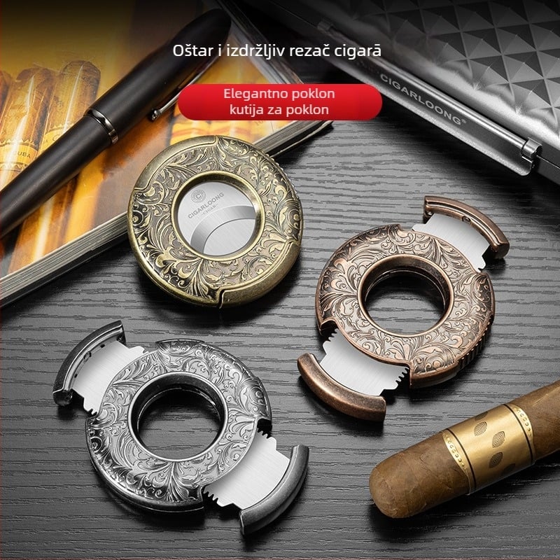 Cigarloong rezač za cigare – nehrđajući čelik, prijenosni, velikog promjera, dizajn ravnog otvora