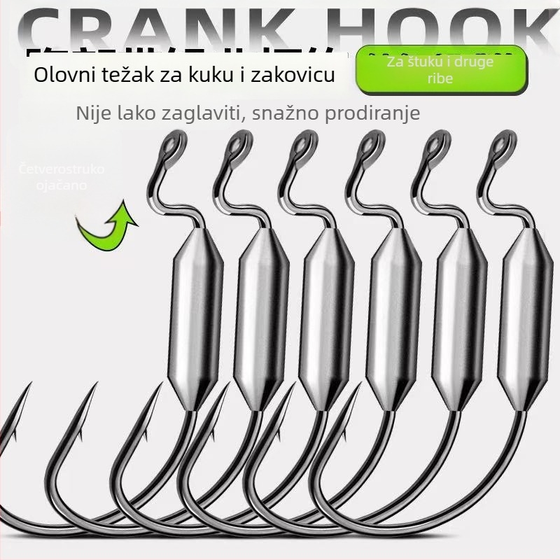 Chuangxin bodljasti crank udica s olovnom glavom, 200 komada u kutiji za obalni ribolov