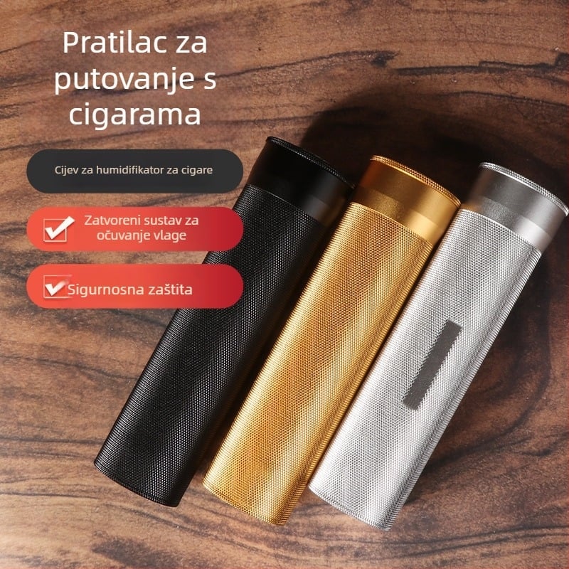 Humidifikator za cigare s higrometrom, paket 3-4 komada, zatvoren i zadržava vlagu, prijenosna metalna cijev za skladištenje