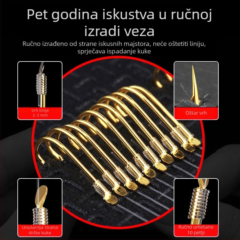 Ribolovni kuk - zlatni rukav, dvostruka kuka, s bodljom, za riječnu ribolov - Yingke