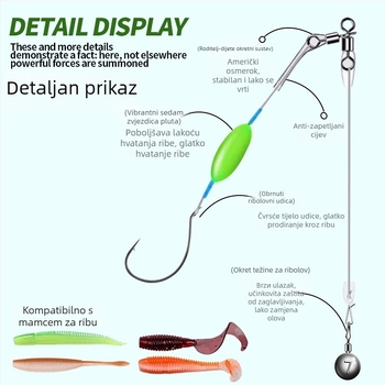 Najlonski rig za ribolov s plivačkom postavom, obrnuti udica, linija bez olova