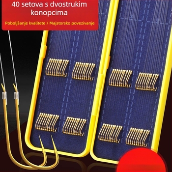 Minghai komplet zlatnih kukica s dvostrukim kukicama, unaprijed vezanim vodilom, bodlje, za rezervoar i jezero