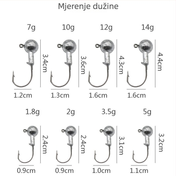 Kuka s olovnom glavom, fosforescirajuća, s obrnutim bodom, za mekane mamce