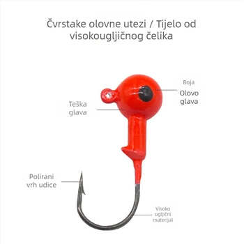 Kuka s olovnom glavom, fosforescirajuća, s obrnutim bodom, za mekane mamce