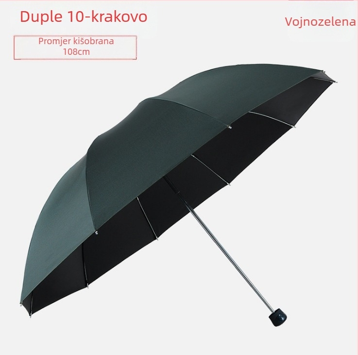 Reklamni sunčani kišobran s 10 čeličnih rebara, 190T tkanina, ručno otvaranje i zatvaranje, tisak loga, plastična drška