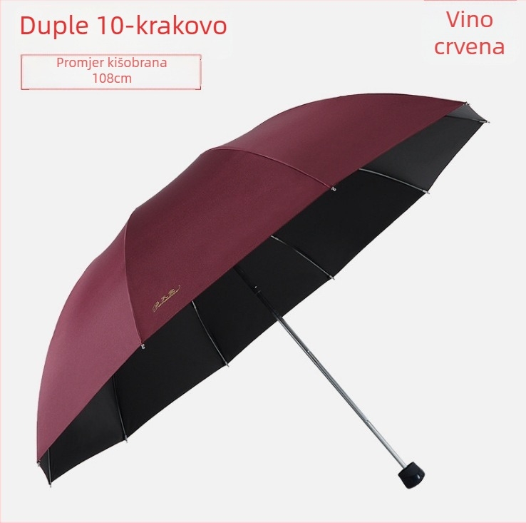 Reklamni sunčani kišobran s 10 čeličnih rebara, 190T tkanina, ručno otvaranje i zatvaranje, tisak loga, plastična drška