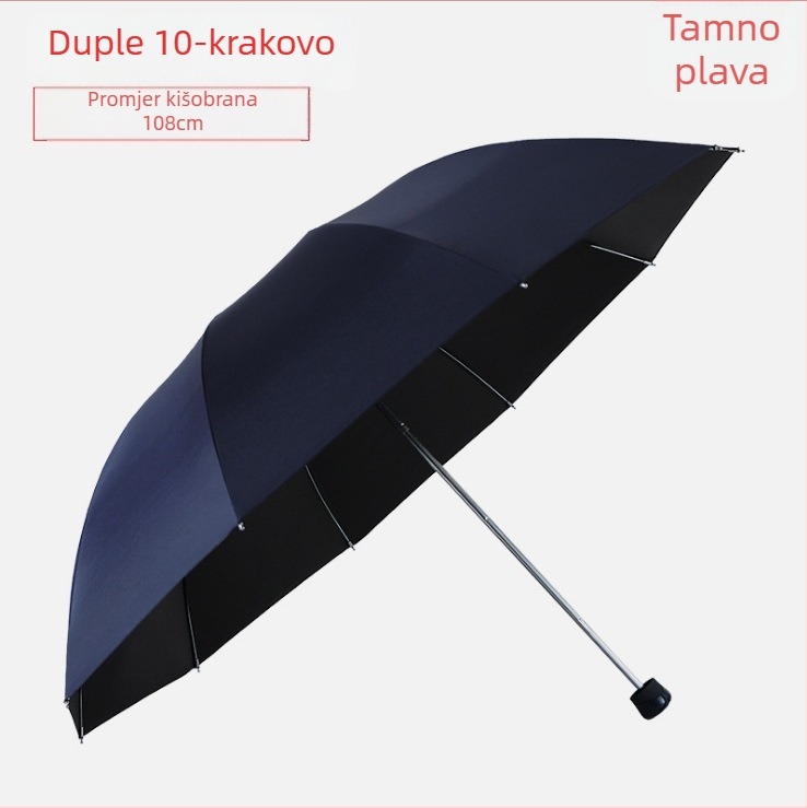 Reklamni sunčani kišobran s 10 čeličnih rebara, 190T tkanina, ručno otvaranje i zatvaranje, tisak loga, plastična drška