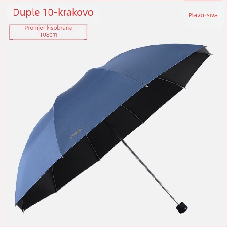 Reklamni sunčani kišobran s 10 čeličnih rebara, 190T tkanina, ručno otvaranje i zatvaranje, tisak loga, plastična drška