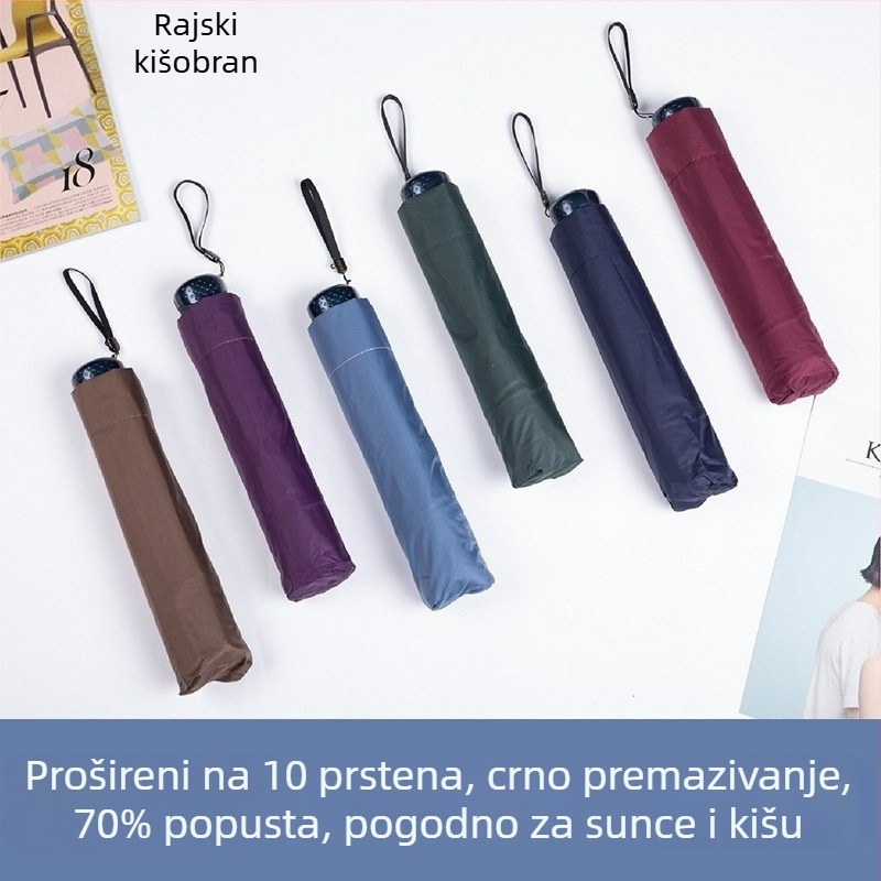 Reklamni sunčani kišobran s 10 čeličnih rebara, 190T tkanina, ručno otvaranje i zatvaranje, tisak loga, plastična drška