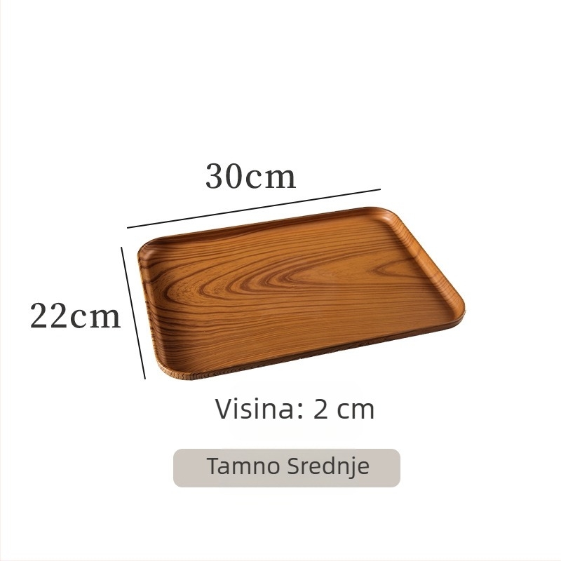 Čajni pladanj s drvenim uzorkom, pravokutni, za dnevnu sobu i hotelsku uslugu kave (Materijal: Smola; Marka: Senhaoxiang; Stil: lagani luksuz i retro; Proizvodni postupak: polu-manualni i polu-mehanički; Težina: 300 g)