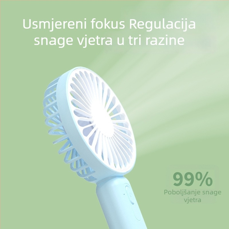 2025 novi ručni mini ventilator s prilagođljivim logom, USB napajanje, snažan protok zraka, za stolnu i prijenosnu upotrebu
