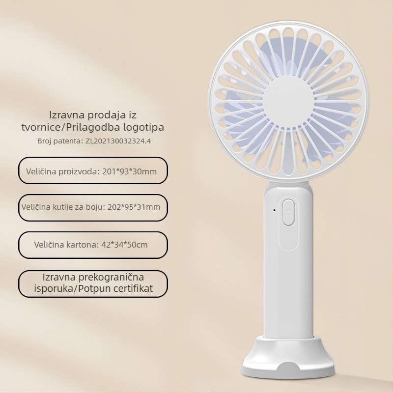 2025 novi ručni mini ventilator s prilagođljivim logom, USB napajanje, snažan protok zraka, za stolnu i prijenosnu upotrebu