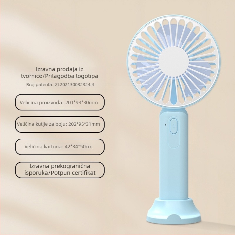 2025 novi ručni mini ventilator s prilagođljivim logom, USB napajanje, snažan protok zraka, za stolnu i prijenosnu upotrebu