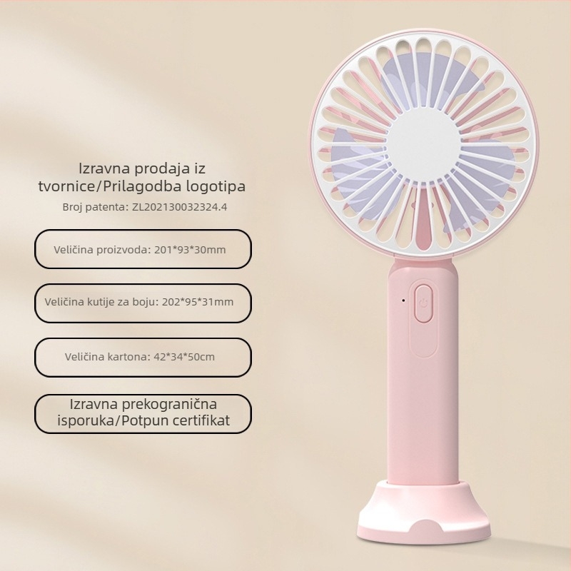 2025 novi ručni mini ventilator s prilagođljivim logom, USB napajanje, snažan protok zraka, za stolnu i prijenosnu upotrebu