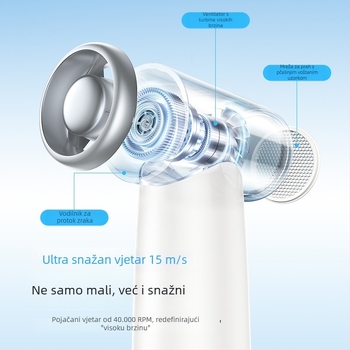 Ručni bezlopatni ventilator s ugrađenom baterijom 2000–4000 mAh, BLDC motor, 3 brzine, težina 105 g