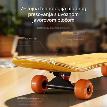 Flyton longboard skateboard za djecu — ploča od aluminijske zlitine, dvostruki rocker, Flyton marka, kategorija skateboard