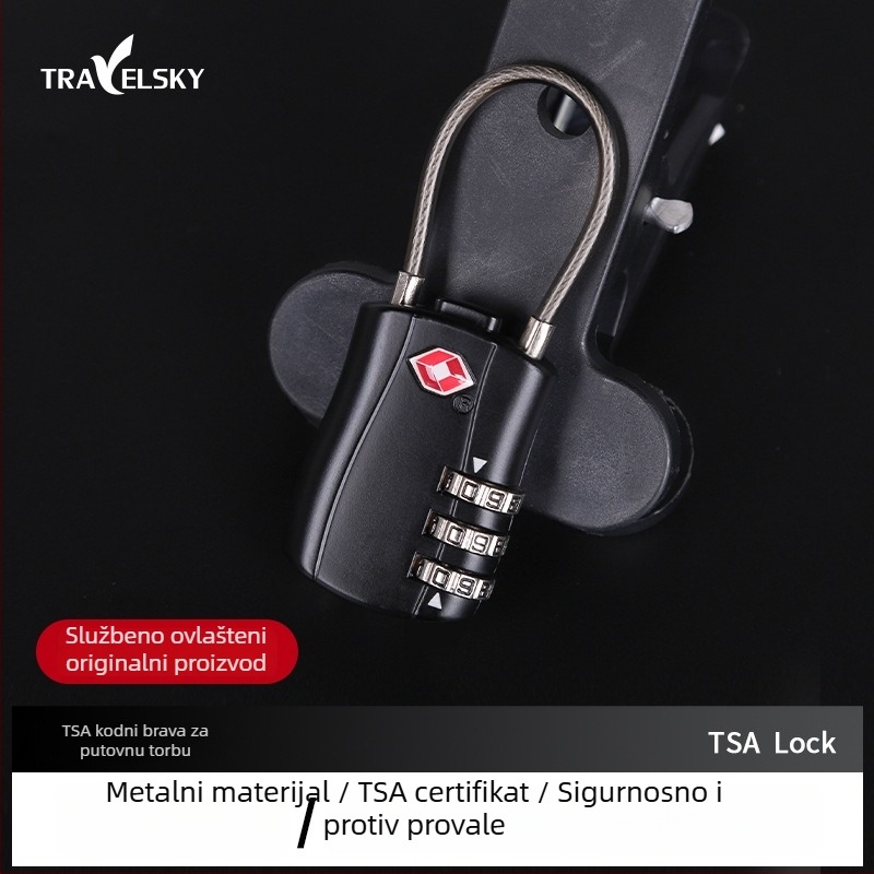 Brava za prtljagu s numeričkim kodom, TSA-kompatibilna, tijelo od legure aluminija, debljina šipke zaključavanja 0,5 mm, razmak između šipki 3 cm, model 01