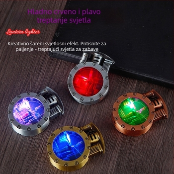 Metalni plamenik na butan s LED, otporan na vjetar, retro kružnog dizajna, s otisnutim logotipom, pakiranje 100 komada