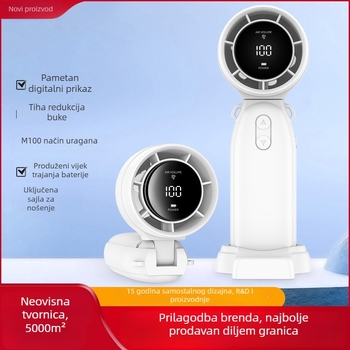 Mokuqi ručni ventilator, prenosni USB stolni ventilator s dugim trajanjem baterije, 6 lopatica, brushless motor, 3 brzine, dimenzije 169×60×65 mm, trajanje baterije 6–8 sati