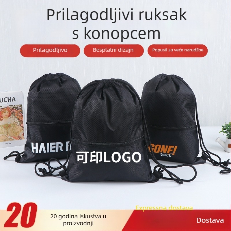 Oxford platnena torba sa zatvaračem i natpisom nogometa za vanjske maratone, na skladištu uz mogućnost prilagodbe