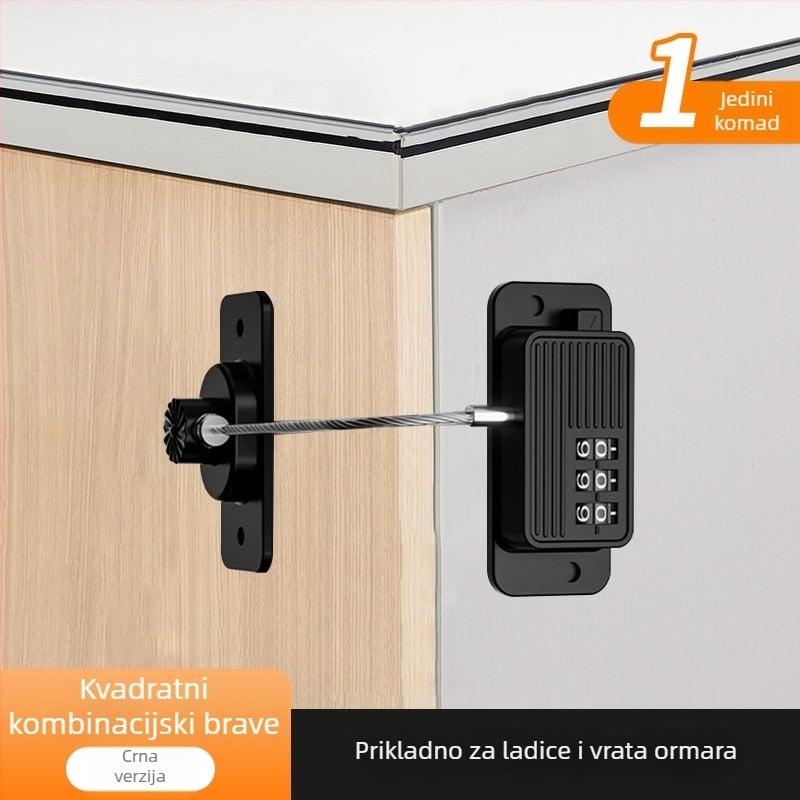 Brava s lozinkom bez bušenja za hladnjake i ormariće; debešća konstrukcija; protiv krađe; Model Password Refrigerator Lock-001; Materijal: nehrđajući čelik + ABS