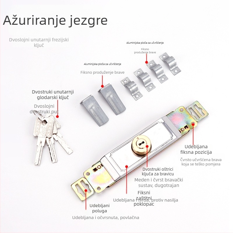 Jezgra brava za rolete – univerzalna srednja brava protiv krađe za donje otvaranje vrata