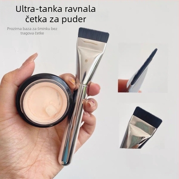 Četkica za temelje šminke s sintetičkim vlaknima, aluminijska ručka, kratka drška, pakiranje: jednokratna vrećica