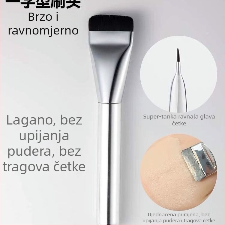 Četkica za temelje šminke s sintetičkim vlaknima, aluminijska ručka, kratka drška, pakiranje: jednokratna vrećica