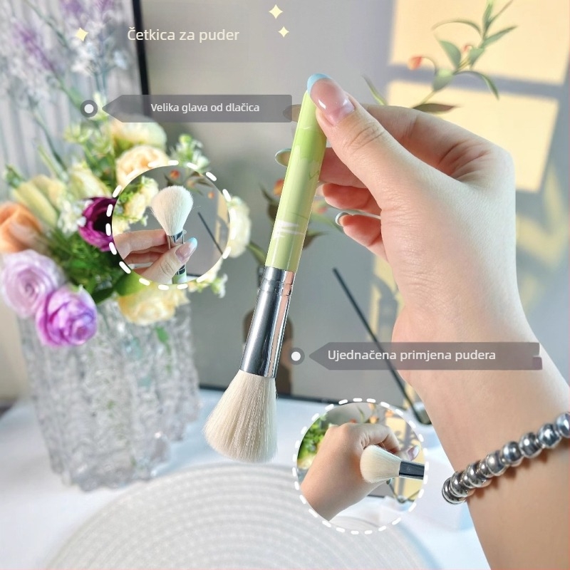 Keqi mini set četkica za šminkanje – prijenosni putni komplet s mekanim sintetičkim vlascima, četkice za sjenilo i tekući puder