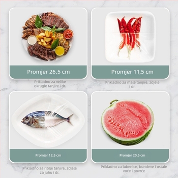 Jednokratni poklopac od prozirne folije za hladnjak – plastika, -60°C do 140°C, 1 kom, za kućanstvo