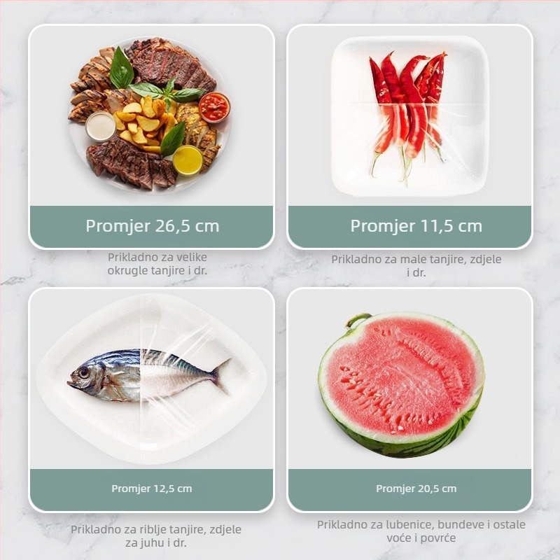 Jednokratni poklopac od prozirne folije za hladnjak – plastika, -60°C do 140°C, 1 kom, za kućanstvo