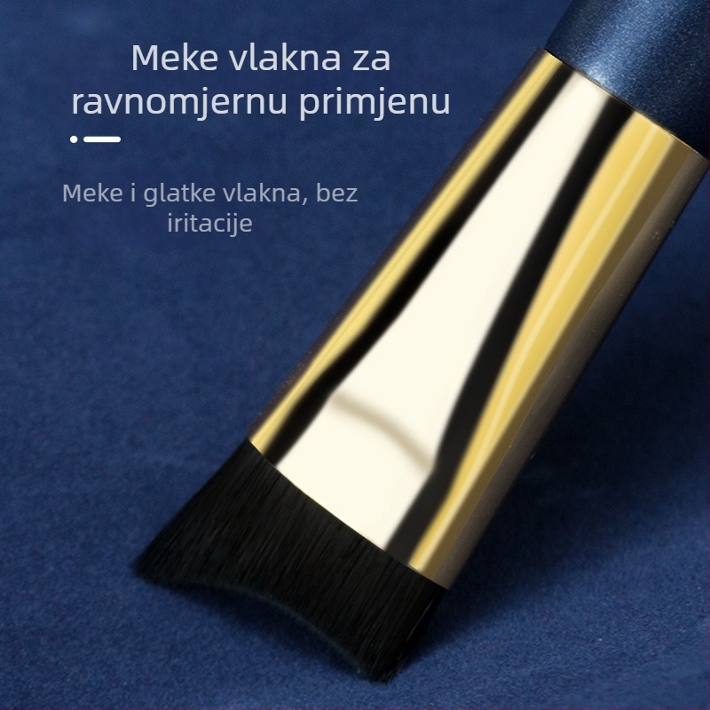 Četka za temelje u obliku polumjeseca - vlakna od sintetičkih dlačica - drvena drška - pakiranje u jednom komadu - pogodna za tekući temelj, BB kremu, kremu