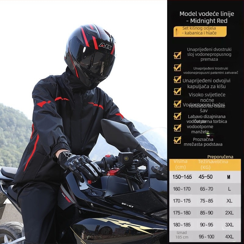 Muški set kišnog kaputa i kišnih hlača – split stil, Chun Yafang tkanina 0,2 mm, PVC vodootporni sloj, pončo, za 1 odraslu osobu, za outdoor biciklizam i planinarenje