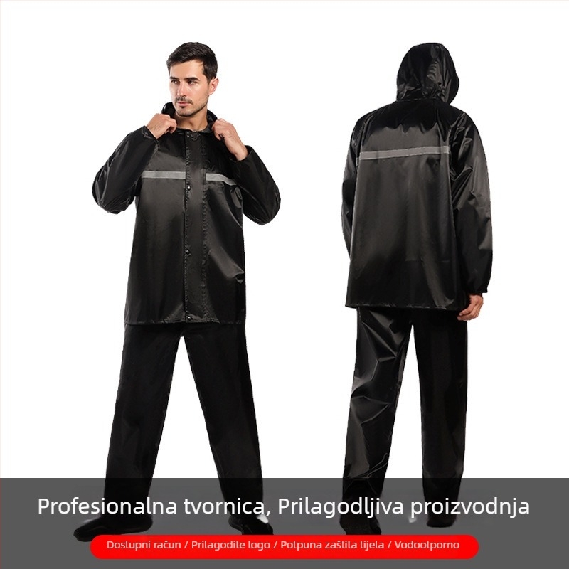 Muški set kišnog kaputa i kišnih hlača – split stil, Chun Yafang tkanina 0,2 mm, PVC vodootporni sloj, pončo, za 1 odraslu osobu, za outdoor biciklizam i planinarenje