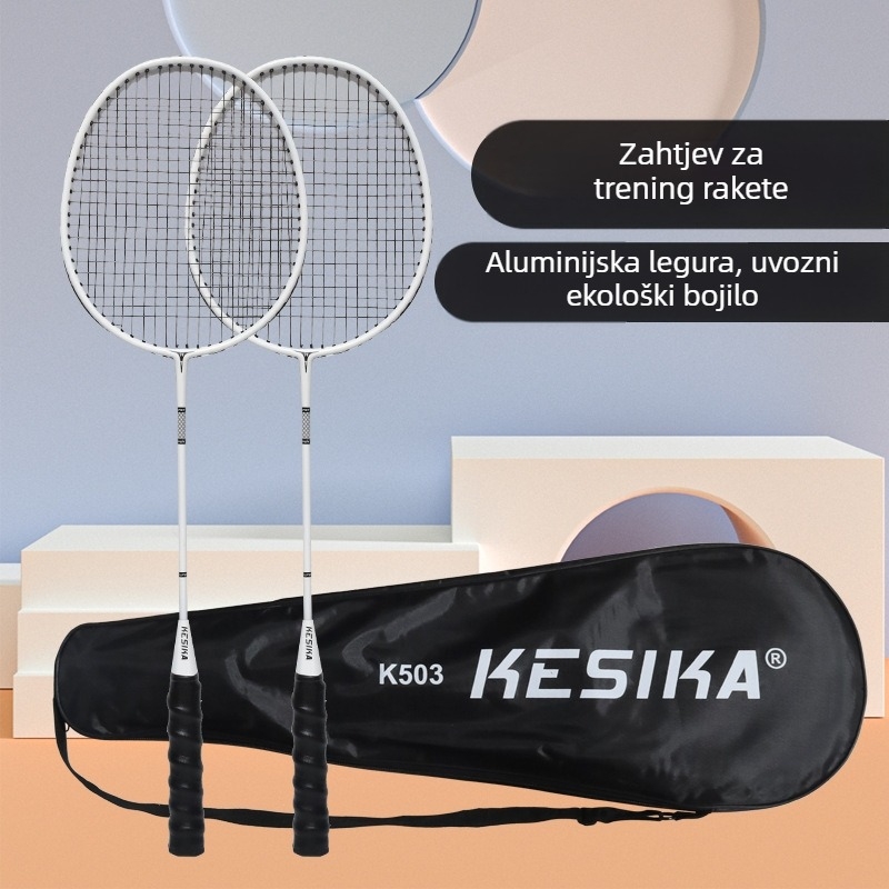 Set badminton reketa za singl i doubles – okvir od titanijskog legura, težina 95–100 g, debljina drške G5, izravan udarac, porijeklo Zhejiang