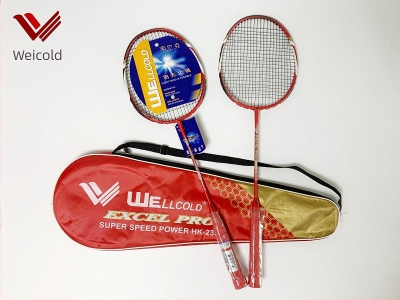 WELLCOLD badminton raketa s aluminijsko-ugljikovim okvirom, 2 komada, 90–94 g, držač G3, horizontalni tip
