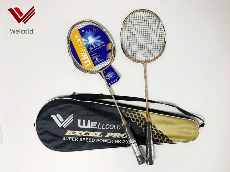 WELLCOLD badminton raketa s aluminijsko-ugljikovim okvirom, 2 komada, 90–94 g, držač G3, horizontalni tip