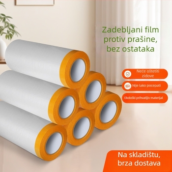 Zaštitna folija protiv prašine za namještaj, uređaje i automobile; materijal PE; debljina 0,06 mikrona; ljepilo na bazi vode; podloga Washi trake; jezgra od papirnate cijevi; jednokratna