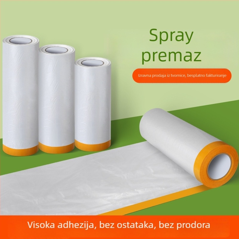Zaštitna folija protiv prašine za namještaj, uređaje i automobile; materijal PE; debljina 0,06 mikrona; ljepilo na bazi vode; podloga Washi trake; jezgra od papirnate cijevi; jednokratna