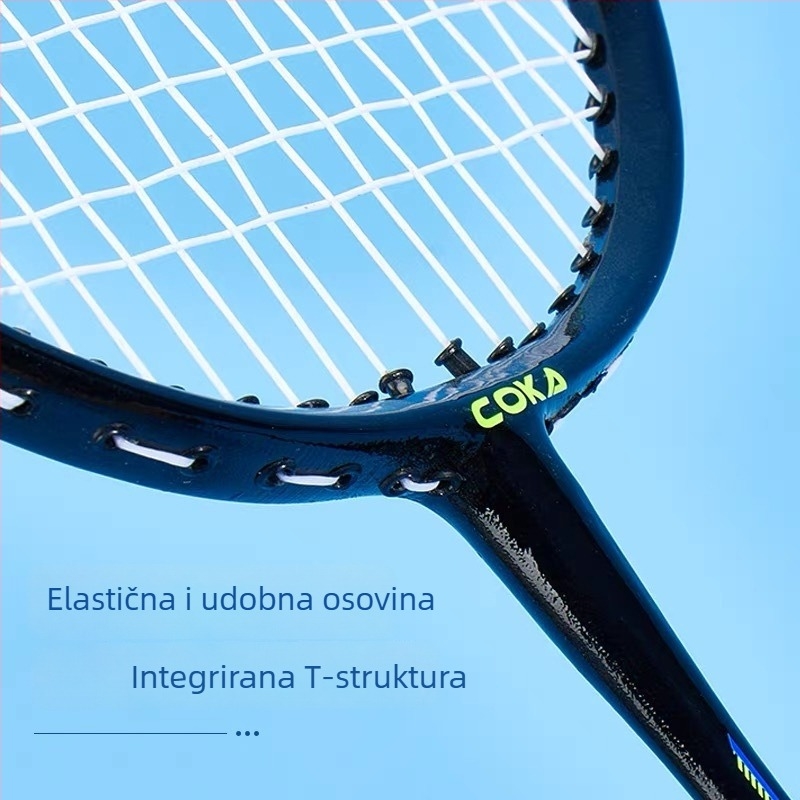 Raketa za badminton – karbonska konstrukcija, težina 85–89 g, ravni shaft, držač G4, vlakna svile, prilagođeni logo, za amatere i juniore
