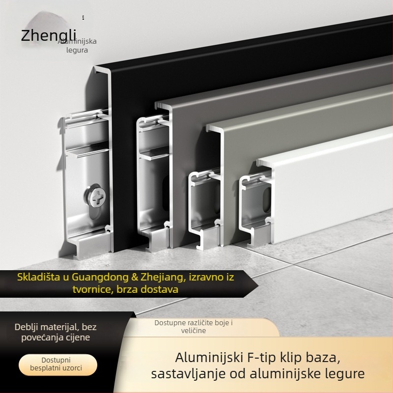 Zhengli aluminijski spoj od aluminija, F-tip bezšavnog kick plate s ravnim rubom, deblji, s dvostrukim šarnirima i mehanizmom zaključavanja
