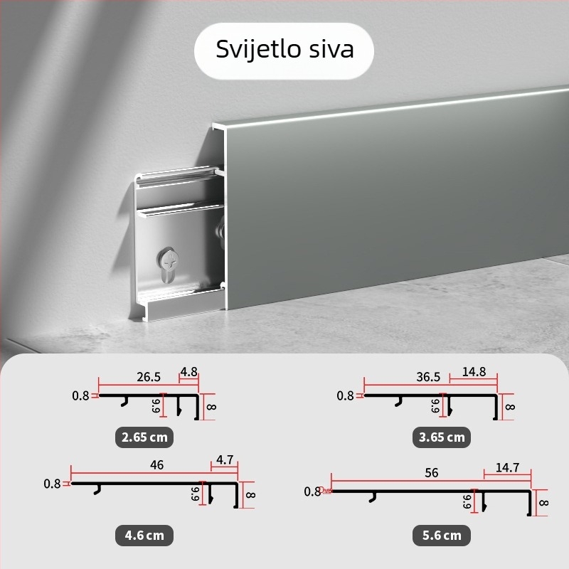 Zhengli aluminijski spoj od aluminija, F-tip bezšavnog kick plate s ravnim rubom, deblji, s dvostrukim šarnirima i mehanizmom zaključavanja
