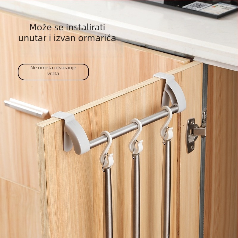 Vješak za vrata za kupaonicu i kuhinju – nehrđajući čelik + plast, moderni minimalistički stil, vješanje iza vrata, nosivost: provjerite