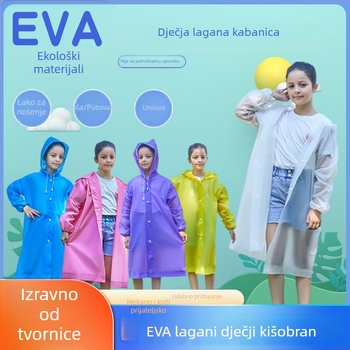 Dječji EVA kišni pončo - cijelo tijelo, EVA tkanina 0,14 mm, uobičajena debljina, moguć logotip