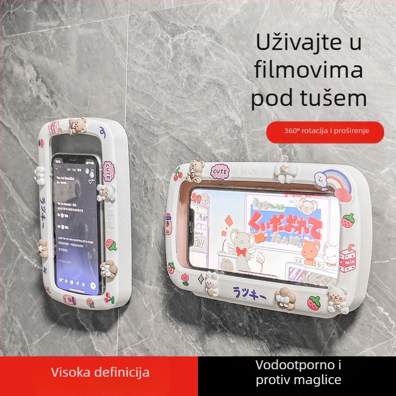 Zidni držač za telefon u kupaonici s vodootpornom kutijom i policom za pohranu — Lime Ben, Materijal: Drugo, Stil: Moderna jednostavnost