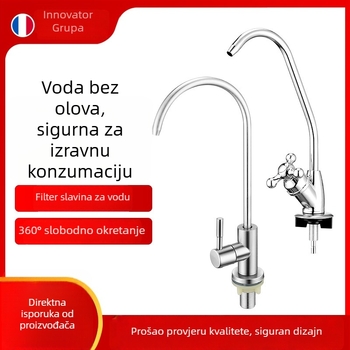 Kuhinjska slavina za filtriranu vodu, model 3408, nehrđajući čelik, keramički ventil, spiralno otvaranje, jednostavan priključak