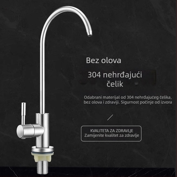 Kuhinjska slavina za filtriranu vodu, model 3408, nehrđajući čelik, keramički ventil, spiralno otvaranje, jednostavan priključak