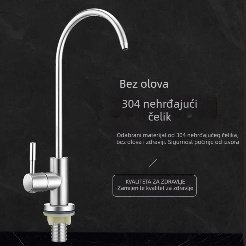 Kuhinjska slavina za filtriranu vodu, model 3408, nehrđajući čelik, keramički ventil, spiralno otvaranje, jednostavan priključak
