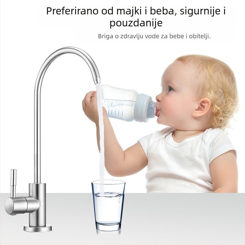 Kuhinjska slavina za filtriranu vodu, model 3408, nehrđajući čelik, keramički ventil, spiralno otvaranje, jednostavan priključak